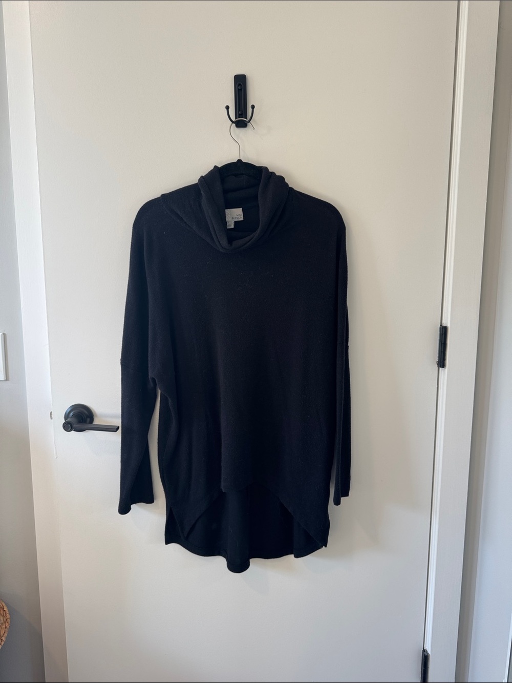 14th & Union Black Cowl Neck Tunic Sweater